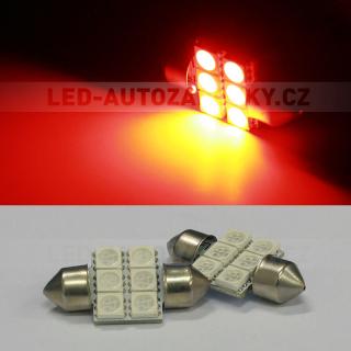 Sufitka červená - Super Light, 6 SMD LED, 31mm