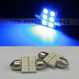 Sufitka modrá - Super Light, 6 SMD LED, 31mm