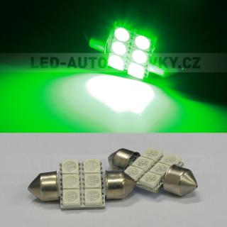 Sufitka zelená - Super Light, 6 SMD LED, 31mm