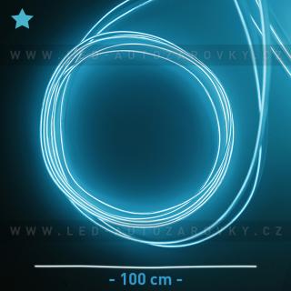Svítící elektrický drát - kabel, 100cm, barva modrá-ice, 12V