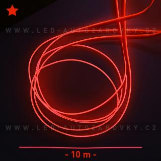 Svítící elektrický drát - kabel, 10m, barva červená, 12V