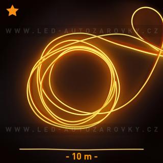 Svítící elektrický drát - kabel, 10m, barva oranžová, 12V