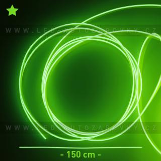 Svítící elektrický drát - kabel, 150cm, barva zelená, 12V