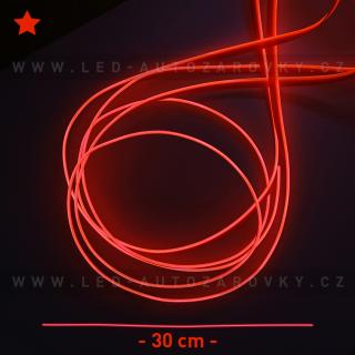 Svítící elektrický drát - kabel, 30cm, barva červená, 12V