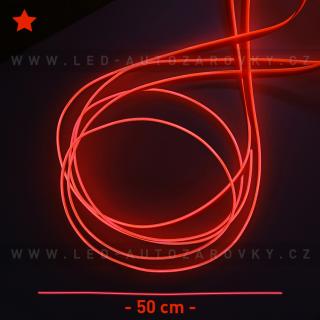 Svítící elektrický drát - kabel, 50cm, barva červená, 12V