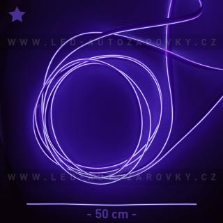 Svítící elektrický drát - kabel, 50cm, barva fialová, 12V