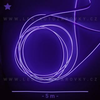 Svítící elektrický drát - kabel, 5m, barva fialová, 12V