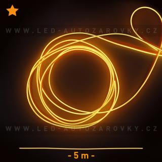 Svítící elektrický drát - kabel, 5m, barva oranžová, 12V