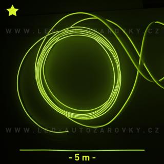 Svítící elektrický drát - kabel, 5m, barva žlutá, 12V