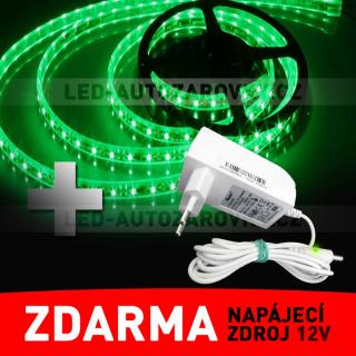 VÝPRODEJ - LED pásek 5m, zelený - ZDROJ ZDARMA!