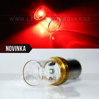 Žárovka červená LED BA15S, CREE 5W, canbus vhodná do světel Škoda!