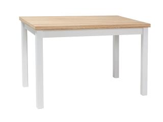 AKCE Bílý jídelní stůl s deskou v dekoru dub ADAM 120x68 II.jakost