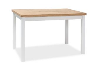AKCE Bílý jídelní stůl s deskou v dekoru dub lancelot ADAM 120x68 II. jakost