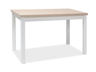 AKCE Bílý jídelní stůl s deskou v dekoru dub sonoma ADAM 100x60 II. jakost