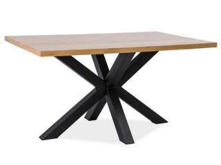 AKCE Černý jídelní stůl s deskou v dekoru dub CROSS 150x90 II.jakost