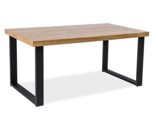 AKCE Černý jídelní stůl s deskou v dekoru dub UMBERTO 150x90 II.jakost