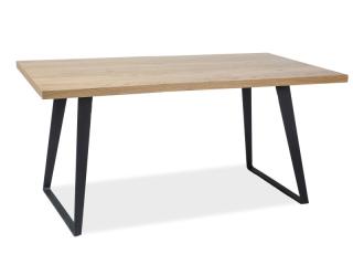 AKCE Černý jídelní stůl s dubovou deskou FALCON 150x90 II.jakosti