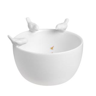 Bílá porcelánová miska s ptáčky