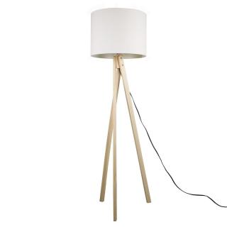 Bílá stojací lampa s dřevěnou trojnožkou LILA TYP 6