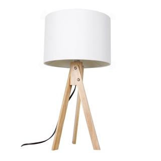 Bílá stolní lampa s dřevěnou trojnožkou LILA TYP 1