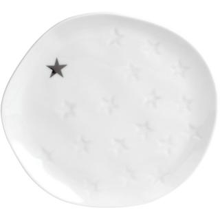 Bílý porcelánový talíř HVĚZDY, malý