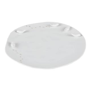 Bílý porcelánový talíř s 3D prvky PTÁCI, střední