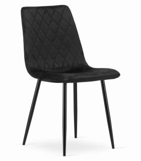 Černá sametová židle TURIN  s černými nohami