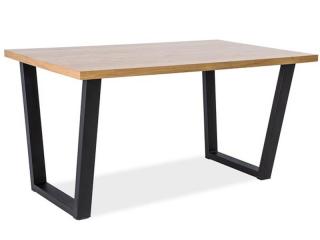Černý jídelní stůl s dubovou deskou VALENTINO 150x90