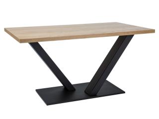 Černý jídelní stůl s dubovou deskou VECTOR 150x90