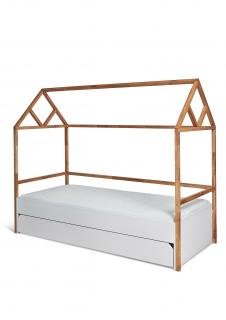 Domečková postel LOTA SNOW 90 x 200 cm se zásuvkou