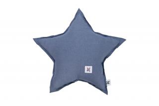 Lněný dekorační polštářek STAR NAVY BLUE
