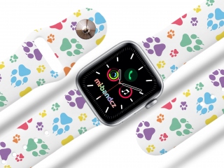 Apple watch řemínek Barevné pacičky Barva: Bílá, Rozměr: 38/40/41mm