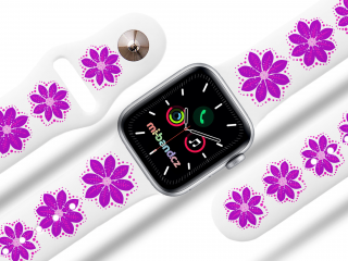 Apple watch řemínek Fialová květina barva pásku: bílá, Rozměr: 42/44/45/49mm