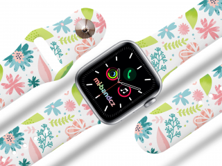 Apple watch řemínek Květy a větvičky barva pásku: bílá, Rozměr: 42/44/45/49mm