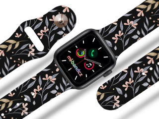 Apple watch řemínek Kytky barva pásku: černá, Rozměr: 42/44/45/49mm