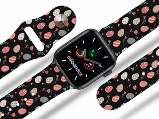 Apple watch řemínek Vajíčka a kytičky barva pásku: černá, Rozměr: 42/44/45mm