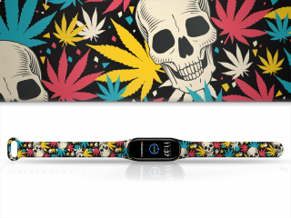 Náhradní náramek Mi band 3/4/5/6/7 Cannabis lebky Pro Přístroj: Xiaomi Mi band 5/6/7, Barva: Vícebarevná