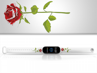 Náhradní náramek Mi band 3/4/5/6/7 Červená růže Barevná varianta: Bílá, Pro Přístroj: Xiaomi Mi Band 7