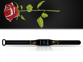 Náhradní náramek Mi band 3/4/5/6/7 Červená růže Barevná varianta: Černá, Pro Přístroj: Xiaomi Mi Band 7
