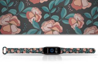 Náhradní náramek Mi band 3/4/5/6/7 Červené květiny Pro Přístroj: Xiaomi Mi band 3/4, Barva: Vícebarevná