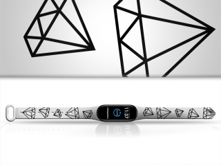 Náhradní náramek Mi band 3/4/5/6/7 Diamanty Barevná varianta: Bílá, Pro Přístroj: Xiaomi Mi Band 7