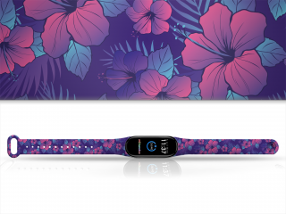 Náhradní náramek Mi band 3/4/5/6/7 Fialové květiny vzor Pro Přístroj: Xiaomi Mi band 3/4, Barva: Vícebarevná