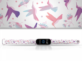 Náhradní náramek Mi band 3/4/5/6/7 Kolibříci Pro Přístroj: Xiaomi Mi band 3/4, Barevná varianta: Bílá