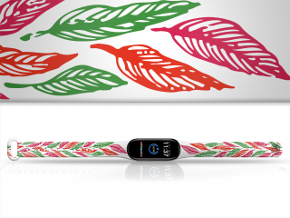 Náhradní náramek Mi band 3/4/5/6/7 Lístky Pro Přístroj: Xiaomi Mi band 3/4, Barva: Vícebarevná