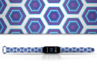 Náhradní náramek Mi band 3/4/5/6/7 Modro-Fialový Hexagon Pro Přístroj: Xiaomi Mi band 5/6, Barevná varianta: Bílá