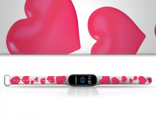 Náhradní náramek Mi band 3/4/5/6/7 Růžová srdce Pro Přístroj: Xiaomi Mi Band 7