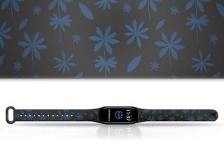 Náhradní náramek Mi band 3/4/5/6/7 Šedomodré lístky Pro Přístroj: Xiaomi Mi band 5/6/7, Barva: Vícebarevná