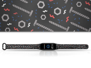 Náhradní náramek Mi band 3/4/5/6/7 Šrouby a matice Barevná varianta: Černá, Pro Přístroj: Xiaomi Mi band 3/4