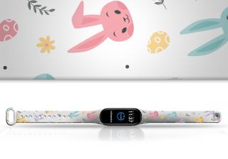 Náhradní náramek Mi band 3/4/5/6/7 Velikonoční zajíčci Pro Přístroj: Xiaomi Mi Band 7, Barevná varianta: Bílá