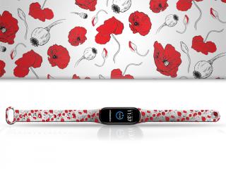 Náhradní náramek Mi band 3/4/5/6/7 Vlčí máky Pro Přístroj: Xiaomi Mi band 5/6/7, Barva: Vícebarevná, Velikost: Pro Mi band 5/6
